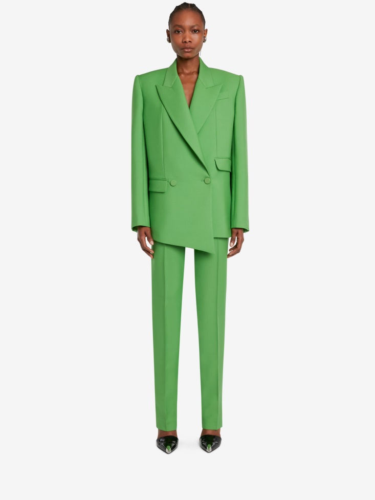 Women's Double-Breasted Drop Hem Tailored Jacket Fashion Alexander McQueen Acid Green