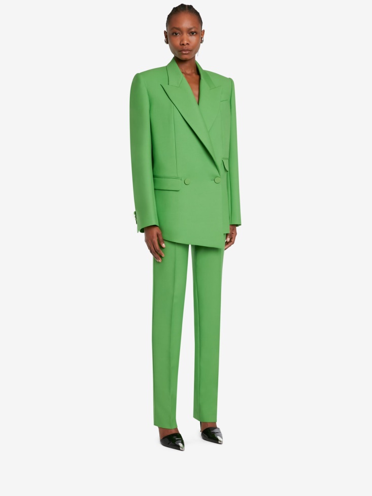 Women's Double-Breasted Drop Hem Tailored Jacket Fashion Alexander McQueen Acid Green