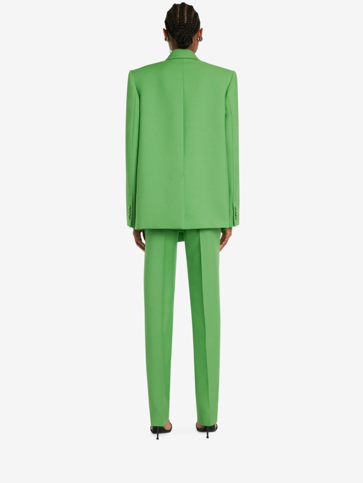 Women's Double-Breasted Drop Hem Tailored Jacket Fashion Alexander McQueen Acid Green