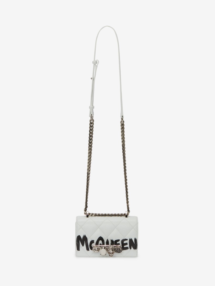 Women's Mini Jewelled Satchel White/Black Fashion Alexander McQueen