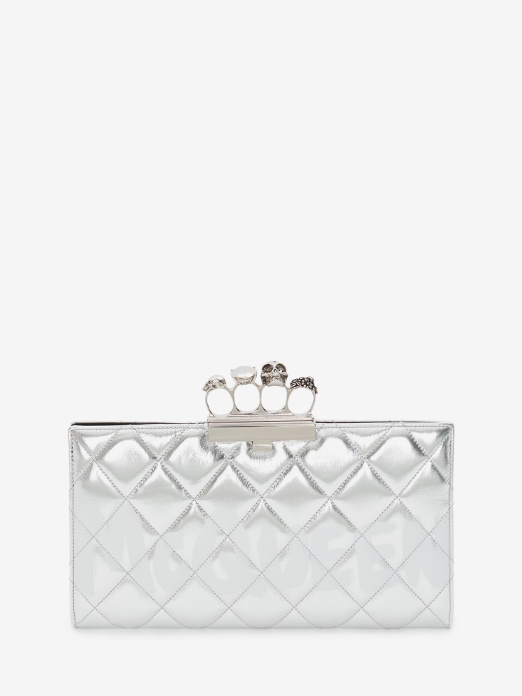 Silver/White Women's in Graffiti Jewelled Flat Pouch Fashion Alexander McQueen