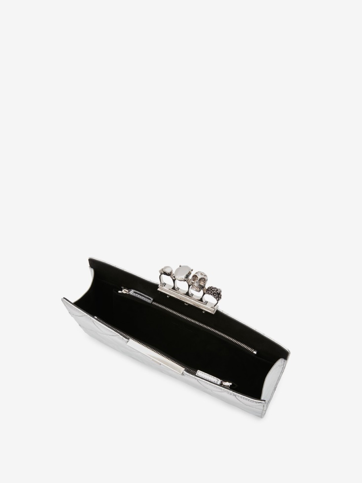 Silver/White Women's in Graffiti Jewelled Flat Pouch Fashion Alexander McQueen