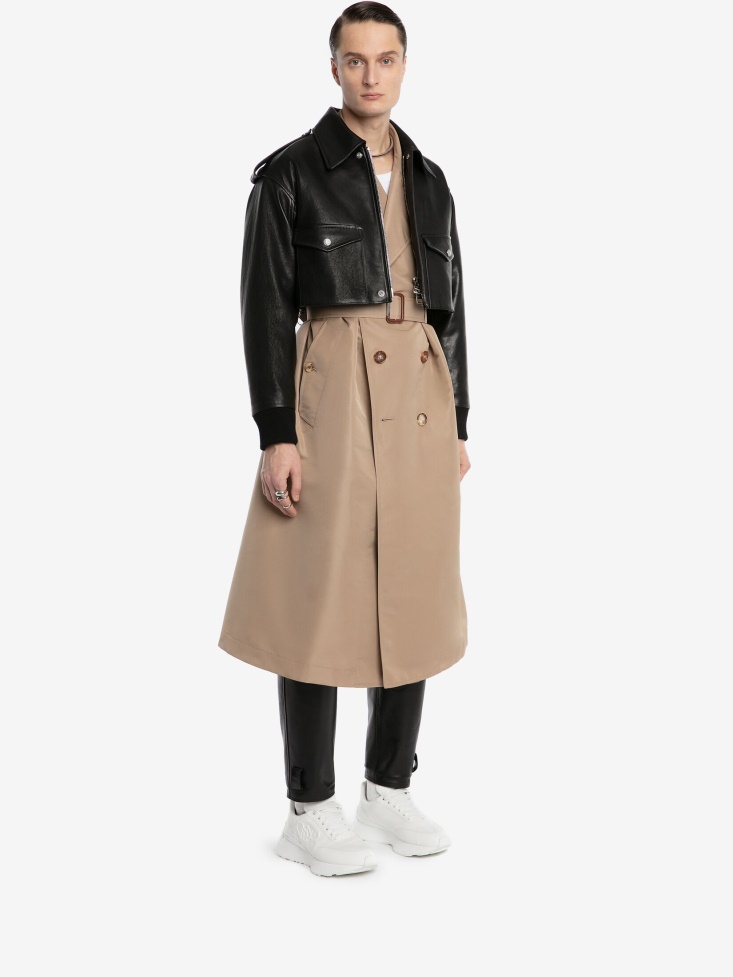 Black Fashion Alexander McQueen Men's Cropped Aviator Jacket