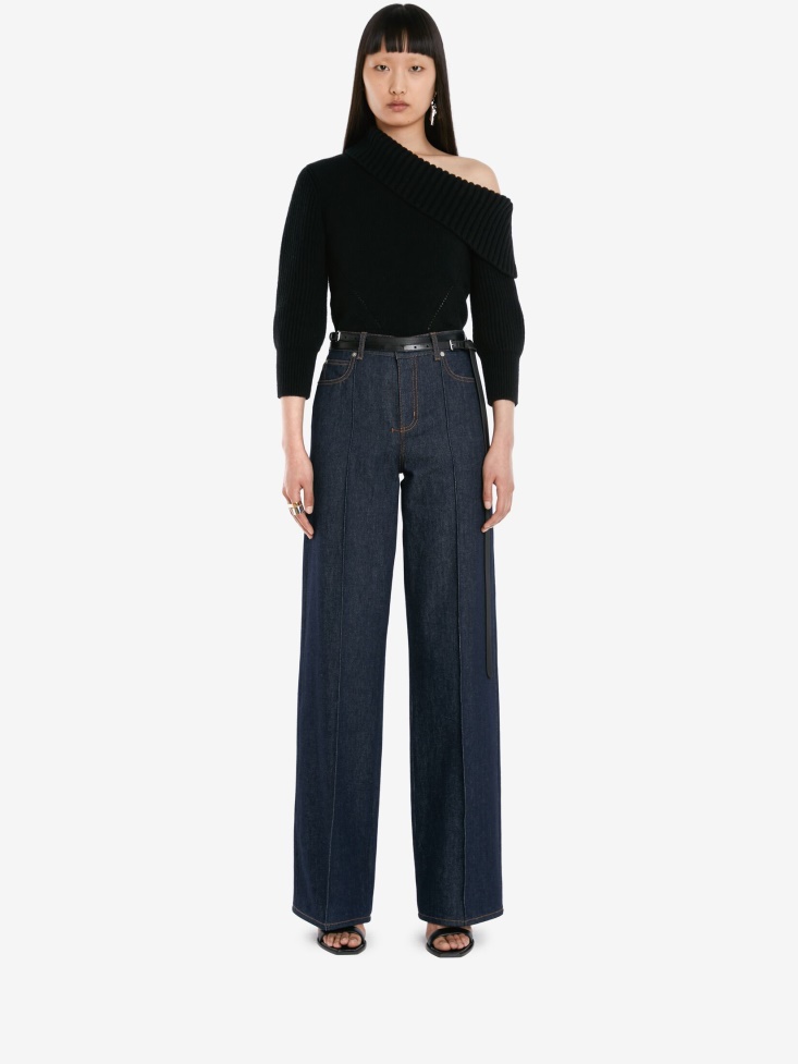 Women's One-Shoulder Jumper Fashion Alexander McQueen Black