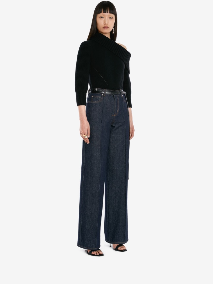 Women's One-Shoulder Jumper Fashion Alexander McQueen Black