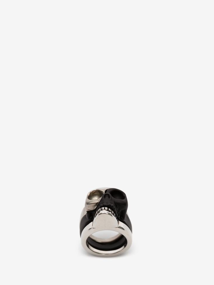 Fashion Alexander McQueen Antique Silver Men's Divided Skull Ring