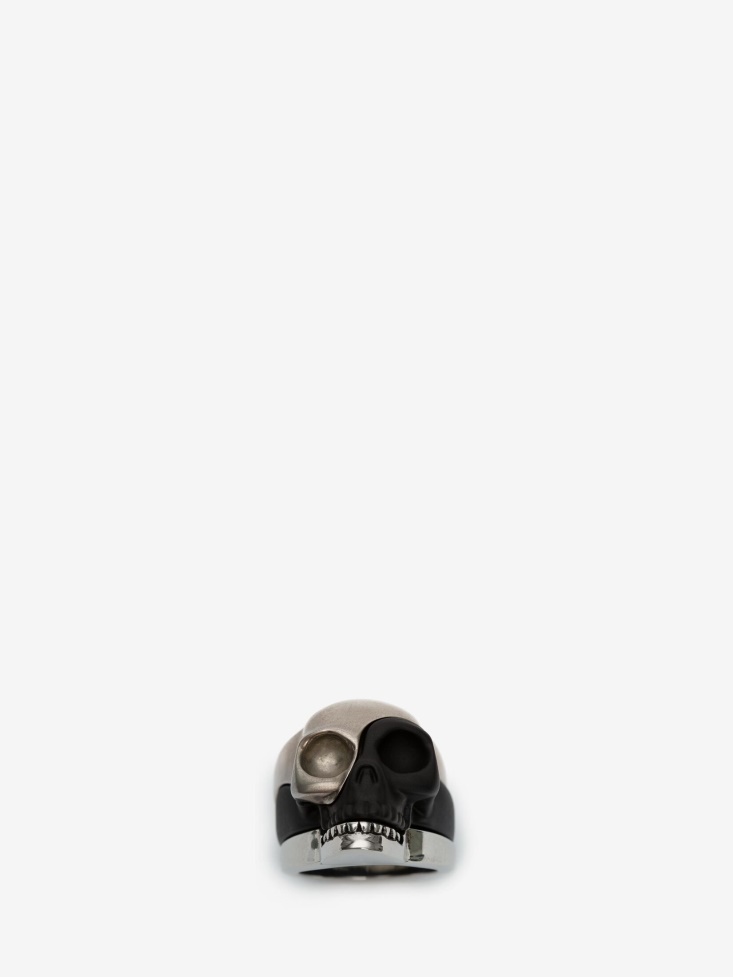 Fashion Alexander McQueen Antique Silver Men's Divided Skull Ring