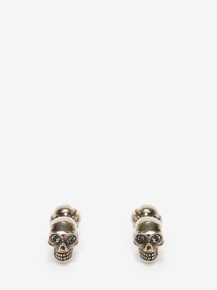 Antique Silver Men's Skull Cufflinks Fashion Alexander McQueen