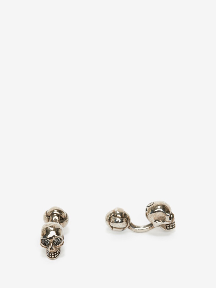 Antique Silver Men's Skull Cufflinks Fashion Alexander McQueen