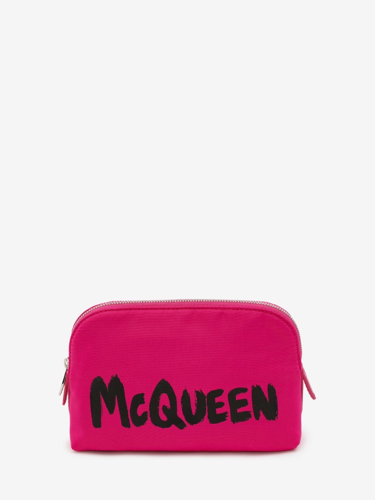 Women's in Graffiti Medium Zip Pouch Fashion Alexander McQueen Bobby Pink