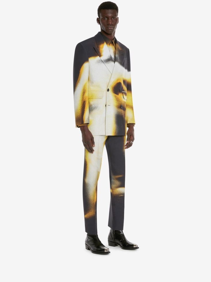 Fashion Alexander McQueen Black/Pop Yellow Men's Silhouette Cigarette Trousers