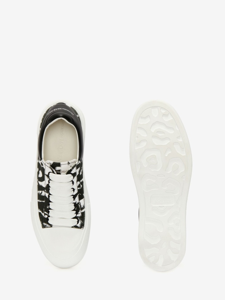Fashion Alexander McQueen Men's Deck Lace Up Plimsoll Black/White