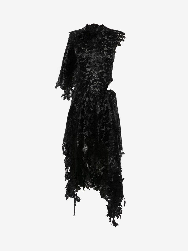 Fashion Alexander McQueen Women's Slashed Asymmetric Dress Black