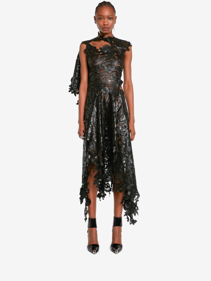 Fashion Alexander McQueen Women's Slashed Asymmetric Dress Black