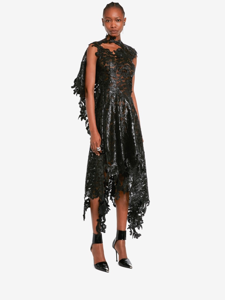 Fashion Alexander McQueen Women's Slashed Asymmetric Dress Black