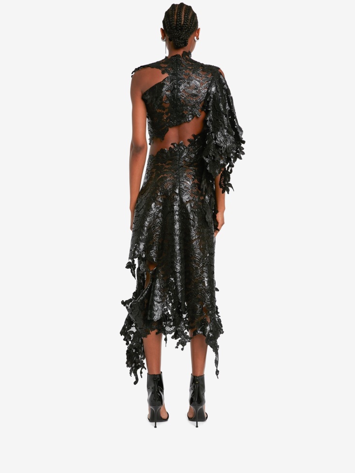 Fashion Alexander McQueen Women's Slashed Asymmetric Dress Black