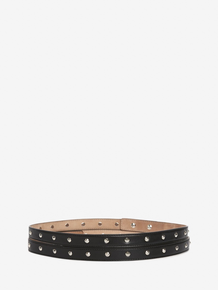 Women's Thin Studded Double Belt Fashion Alexander McQueen Black