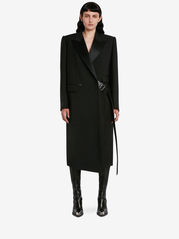 Women's Oversized Drop Hem Coat Fashion Alexander McQueen Black