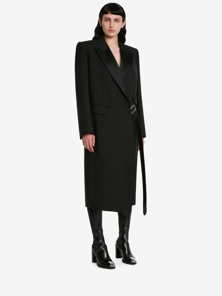 Women's Oversized Drop Hem Coat Fashion Alexander McQueen Black