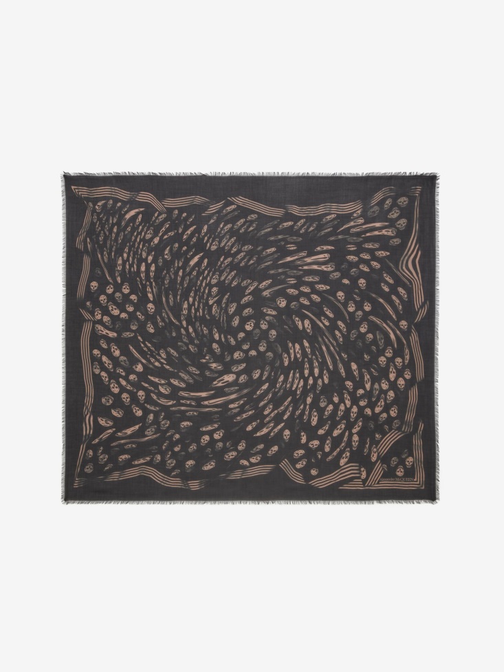 Black/Beige Fashion Alexander McQueen Men's Biker Vortex Scarf