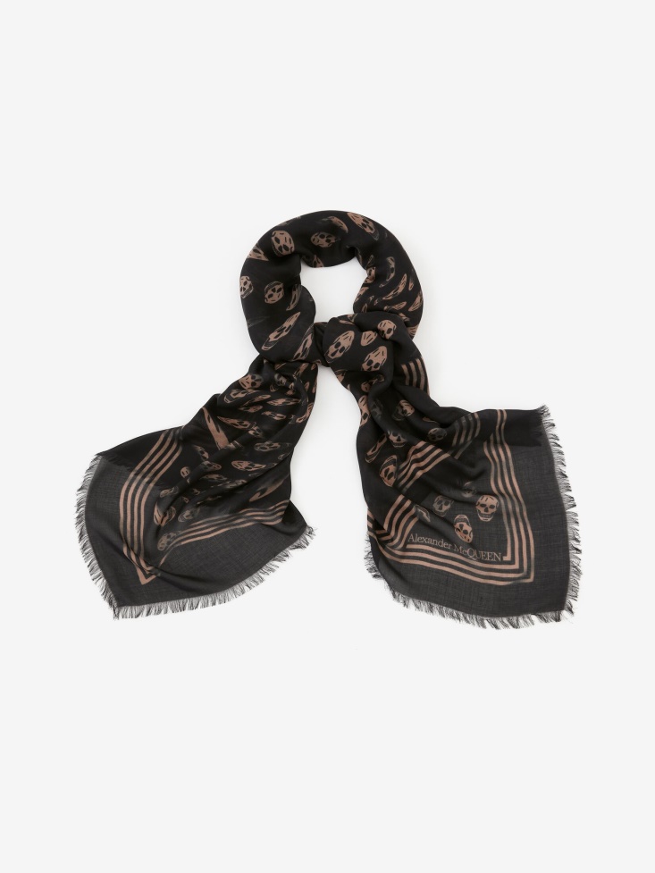 Black/Beige Fashion Alexander McQueen Men's Biker Vortex Scarf