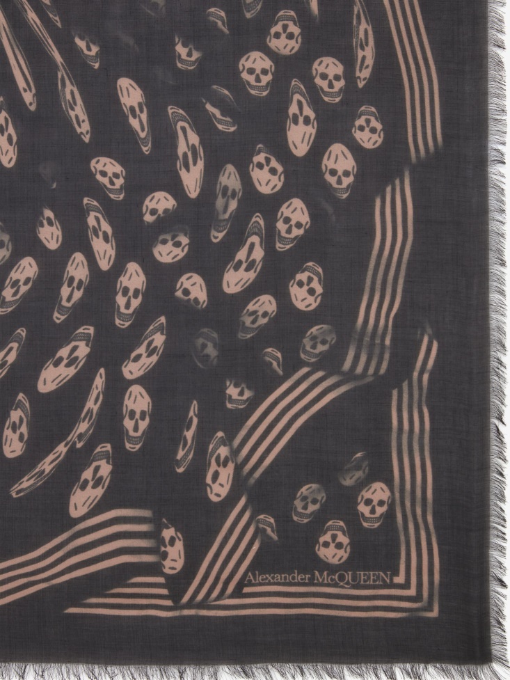 Black/Beige Fashion Alexander McQueen Men's Biker Vortex Scarf