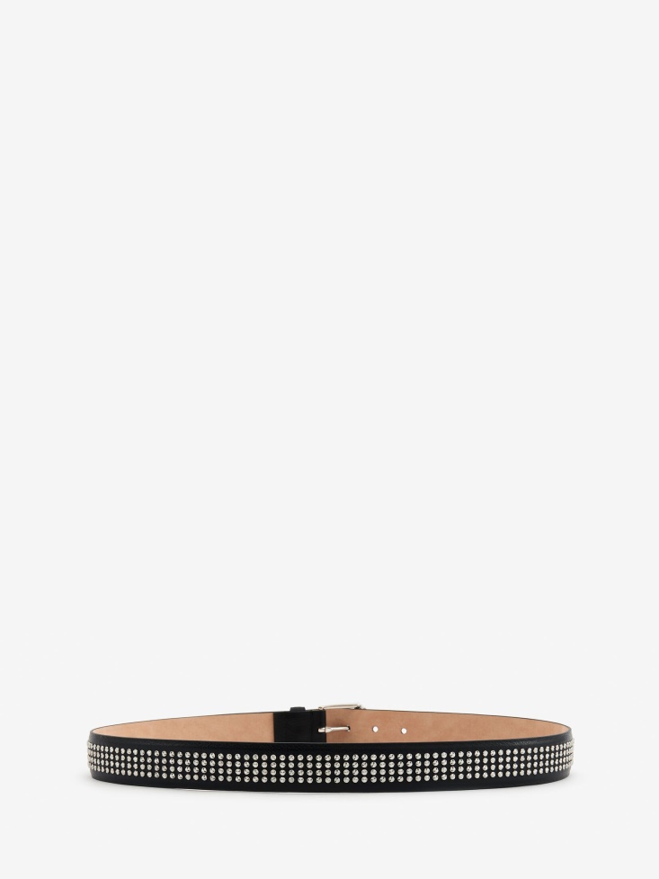 Men's Twin Skull Leather Belt Black Fashion Alexander McQueen