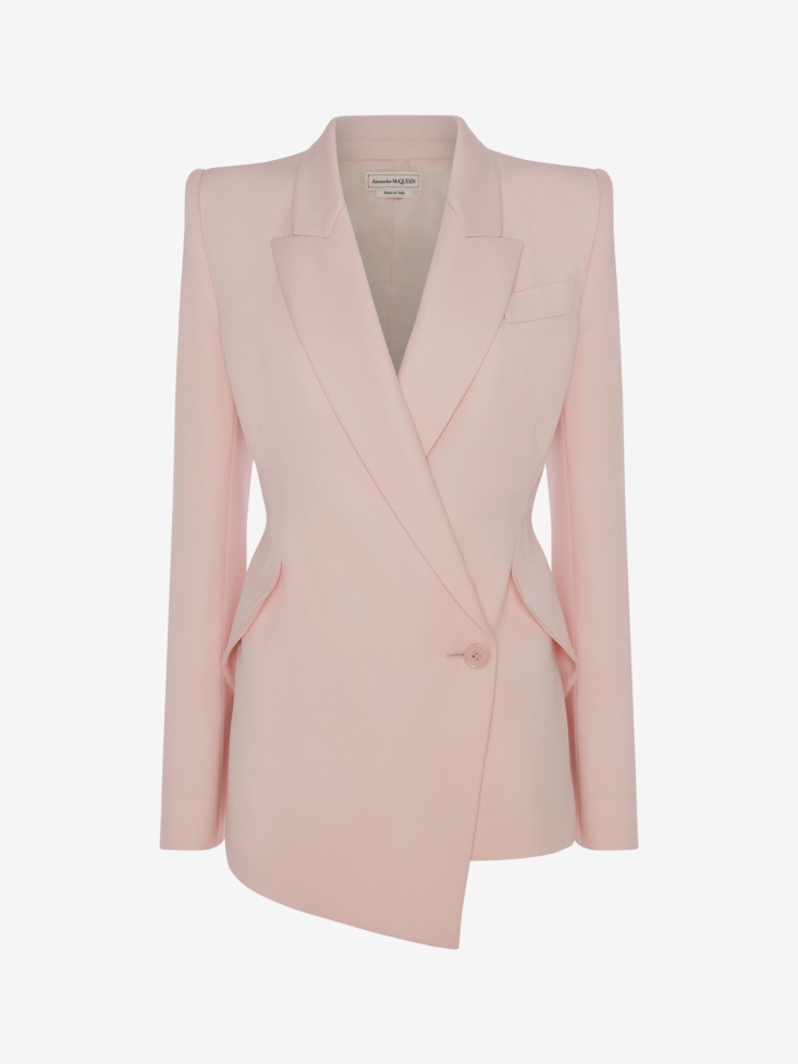 Women's Barathea Drop Hem Jacket Fashion Alexander McQueen Tea Rose