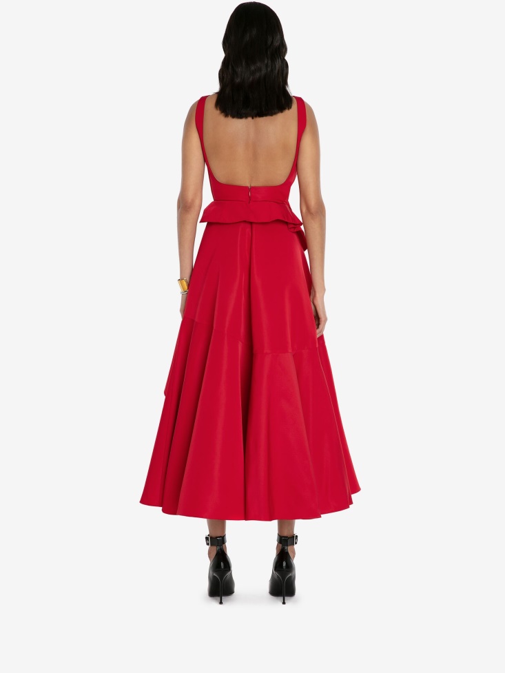 Welsh Red Fashion Alexander McQueen Women's Asymmetric Drape Dress