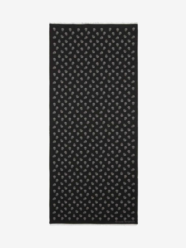 Fashion Alexander McQueen Men's Reversible Skull Scarf Black