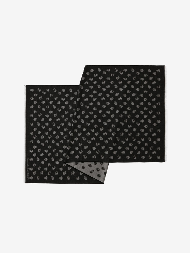 Fashion Alexander McQueen Men's Reversible Skull Scarf Black