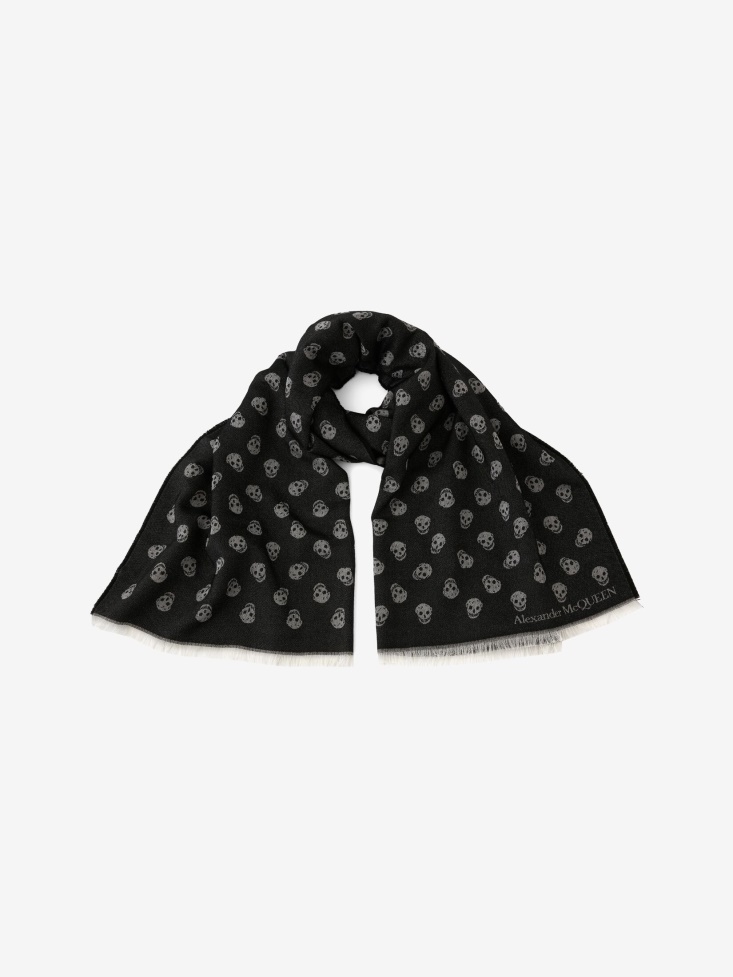 Fashion Alexander McQueen Men's Reversible Skull Scarf Black