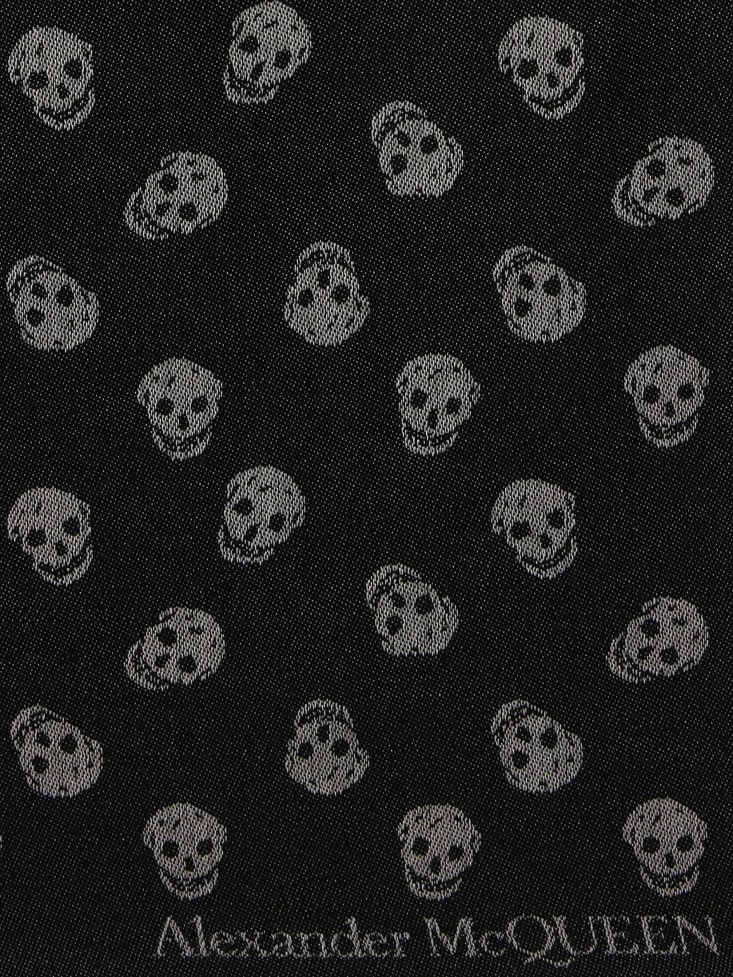 Fashion Alexander McQueen Men's Reversible Skull Scarf Black