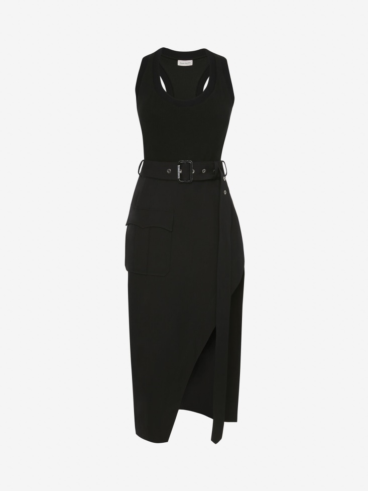 Black Women's Trompe L'Oeil Pencil Dress Fashion Alexander McQueen