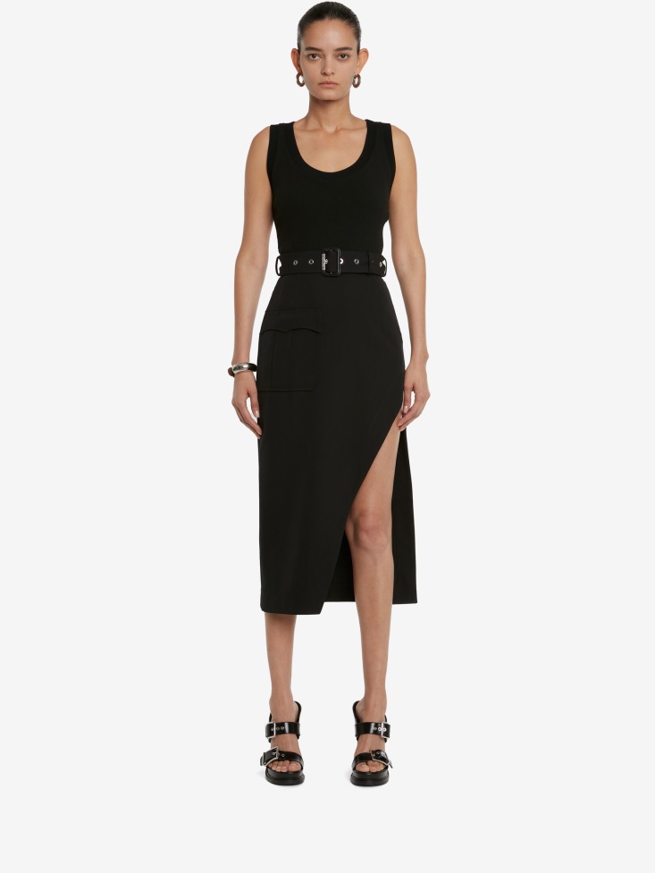 Black Women's Trompe L'Oeil Pencil Dress Fashion Alexander McQueen