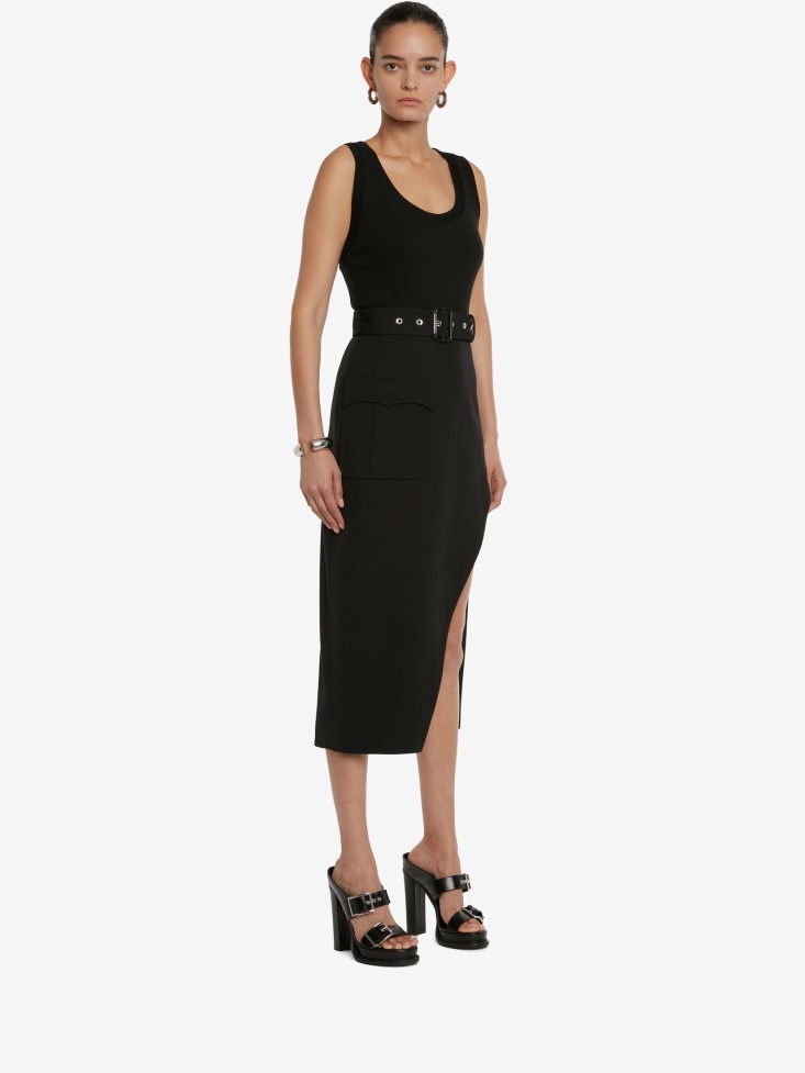 Black Women's Trompe L'Oeil Pencil Dress Fashion Alexander McQueen
