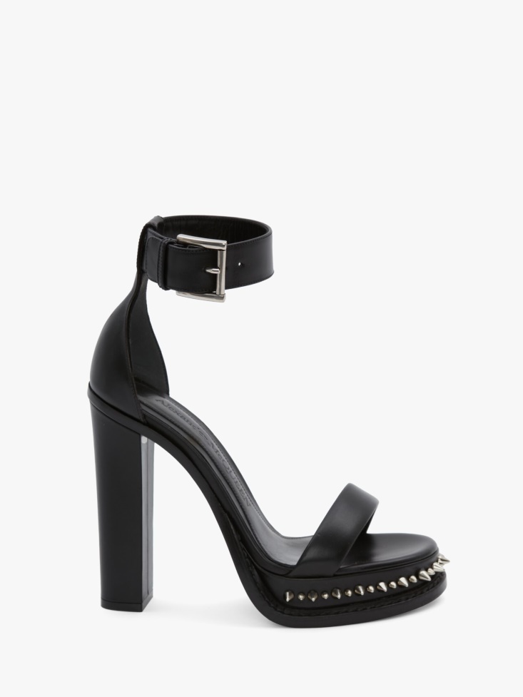 Fashion Alexander McQueen Women's Punk Stud Platform Sandal Black/Silver