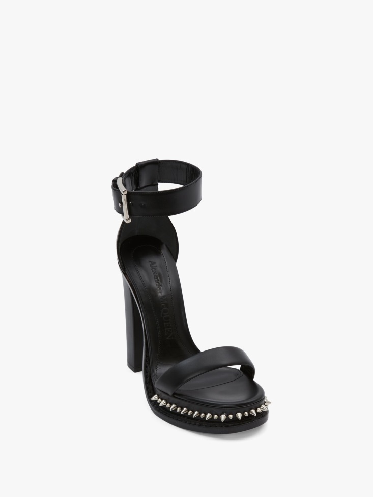 Fashion Alexander McQueen Women's Punk Stud Platform Sandal Black/Silver