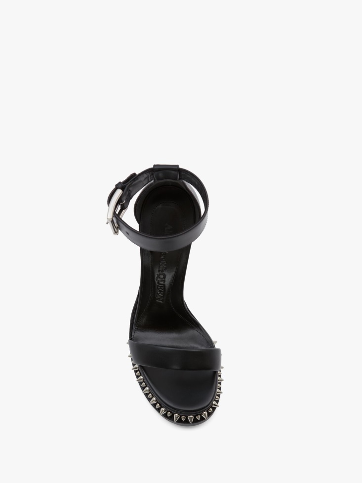 Fashion Alexander McQueen Women's Punk Stud Platform Sandal Black/Silver