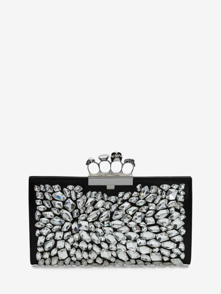 Fashion Alexander McQueen Black Women's Jewelled Flat Pouch
