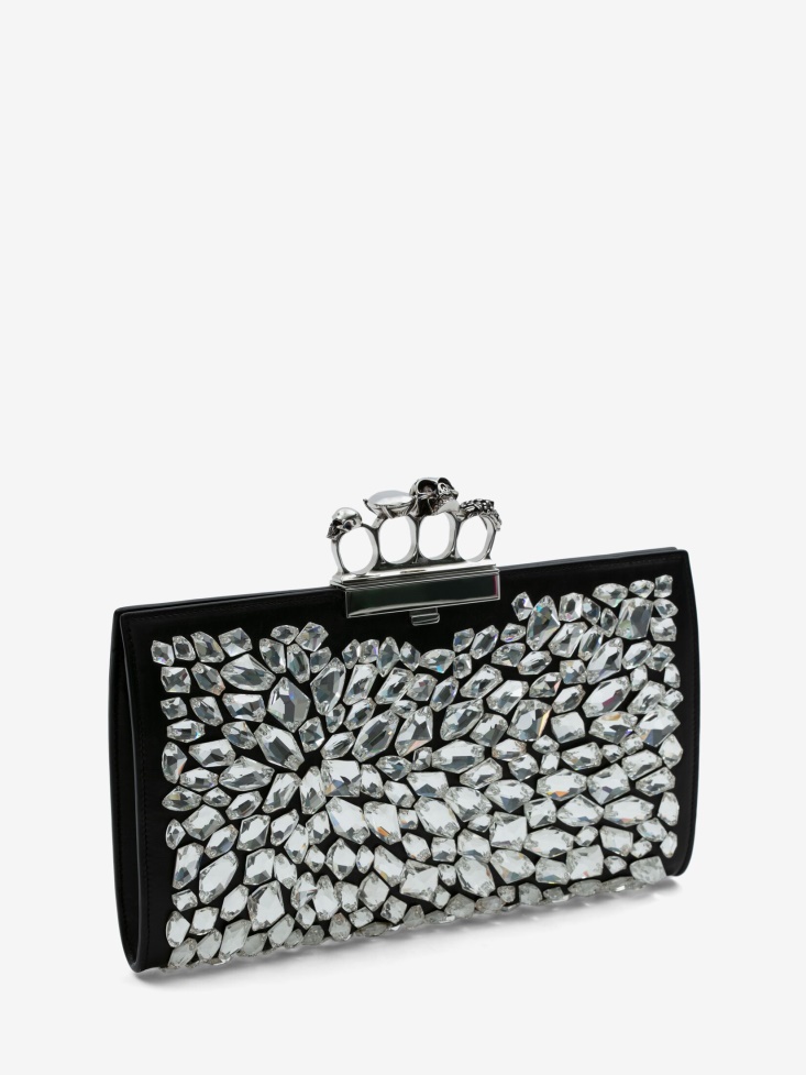 Fashion Alexander McQueen Black Women's Jewelled Flat Pouch