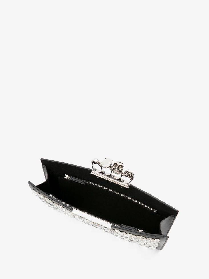 Fashion Alexander McQueen Black Women's Jewelled Flat Pouch