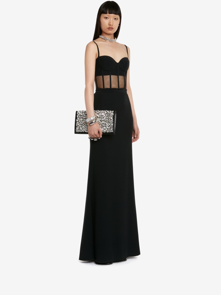 Fashion Alexander McQueen Black Women's Jewelled Flat Pouch