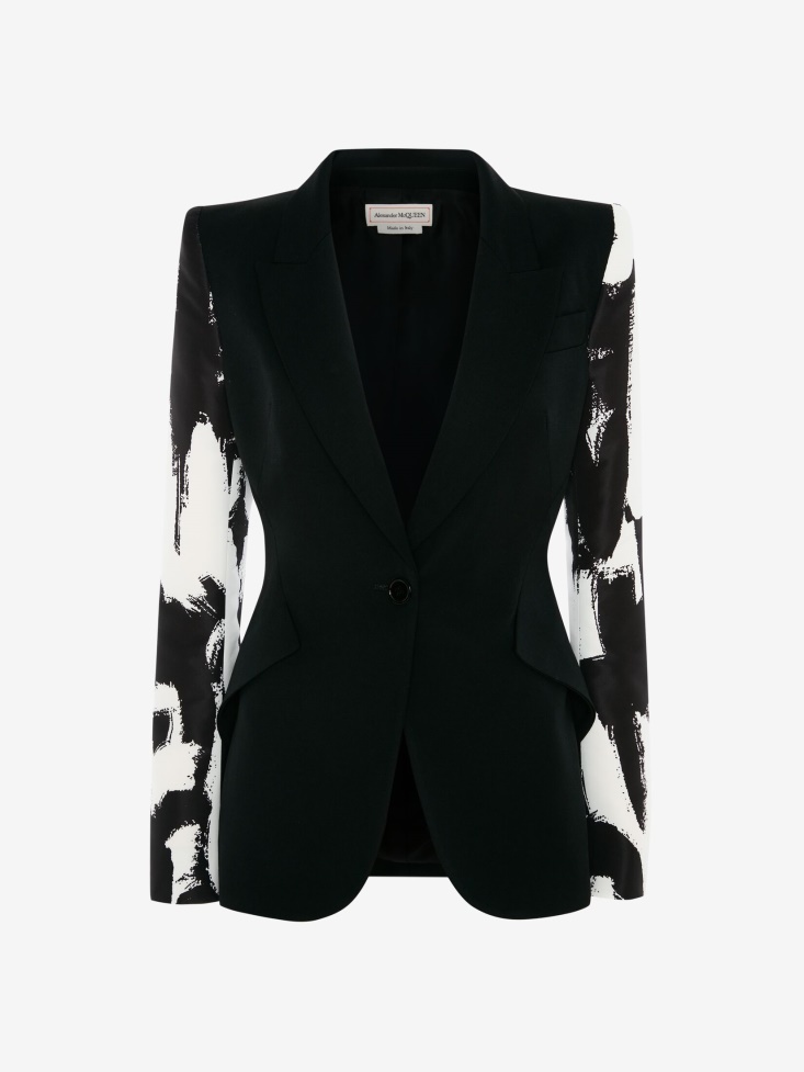 Women's in Graffiti Sleeve Jacket Black Fashion Alexander McQueen