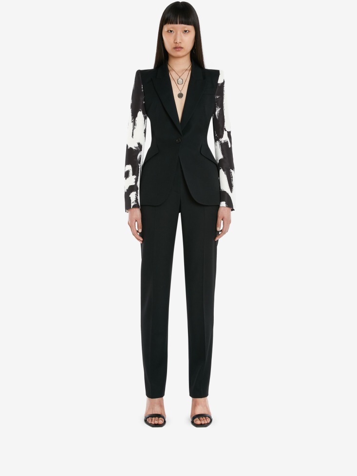 Women's in Graffiti Sleeve Jacket Black Fashion Alexander McQueen
