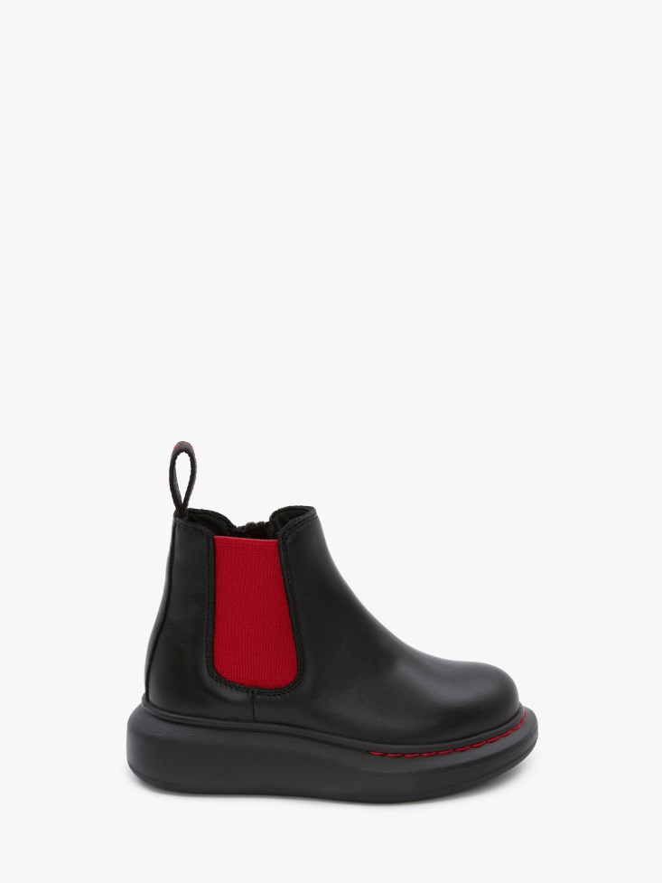 Black/Lust Red Kids Hybrid Chelsea Boot Fashion Alexander McQueen