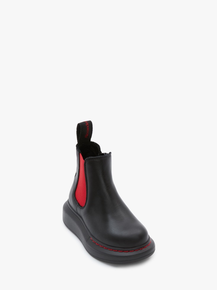 Black/Lust Red Kids Hybrid Chelsea Boot Fashion Alexander McQueen