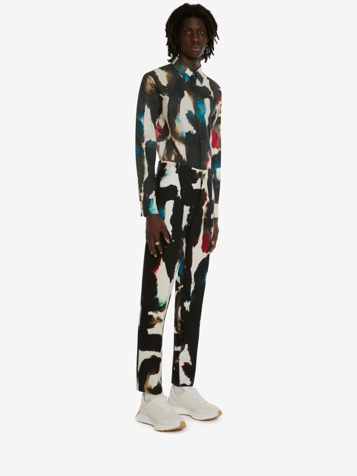 Multicolour Fashion Alexander McQueen Men's Watercolour Graffiti Shirt