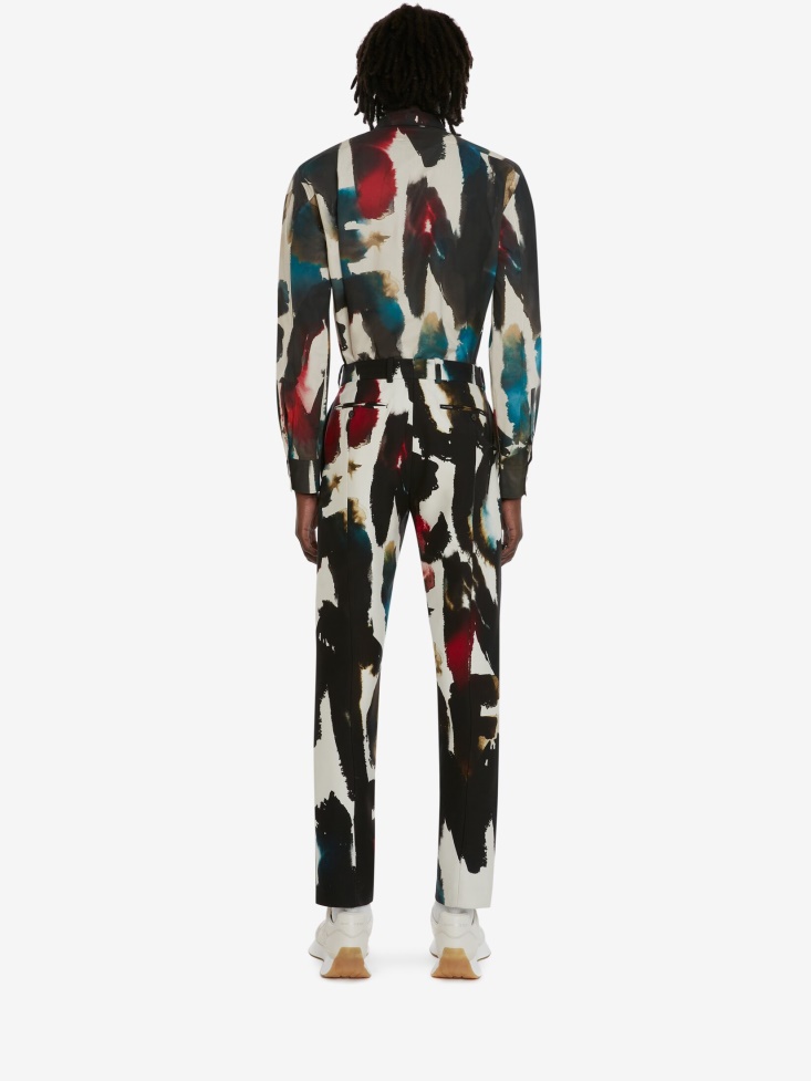 Multicolour Fashion Alexander McQueen Men's Watercolour Graffiti Shirt