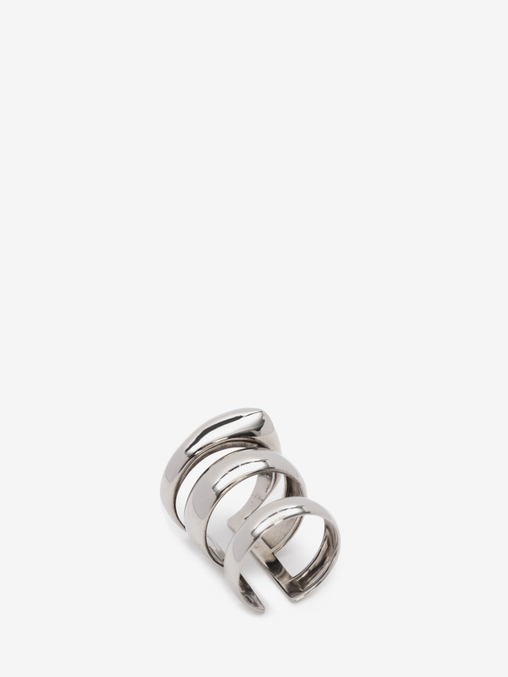 Fashion Alexander McQueen Women's Short Stacked Ring Antique Silver
